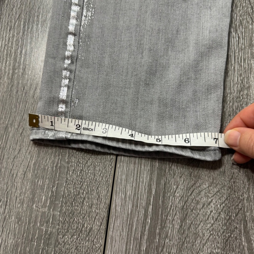WHBM high rise straight gray denim silver metallic size 10 women - Picture 6 of 8
